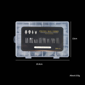 288pcs Acrylic Extended <b>Nail</b> Forms Full Cover False <b>Nail</b> Mold 16 Designs Pre-designed Glue Finger Medium Length Quick Building - Product Image 2