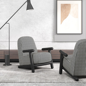 <b>Sofa</b> Chair Single Italian Style Houndstooth Pattern Comfortable <b>Seat</b> <b>Cushion</b> Modern Minimalist Living Room Chair - Product Image 3
