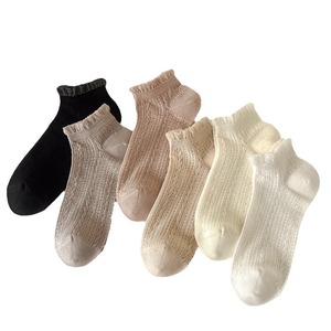 Women's Breathable Cotton <b>Lace</b> Socks <b>White</b> Milky <b>White</b> Solid Color Boat Socks For Summer Casual Wear - Product Image 5