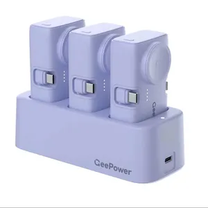 hot products 2024 Rechargeable 3 Pcs 4500mah Emergency Charging Ultra Compact Mini Power Banks With Charging Dock