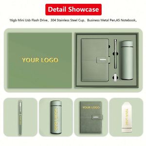 Caja de Regalo Empresarial de Lujo Personalizable, Set de Regalo con Cuaderno A5 de Cuero PU, Bolígrafo, Taza Térmica y USB - Product Image 3