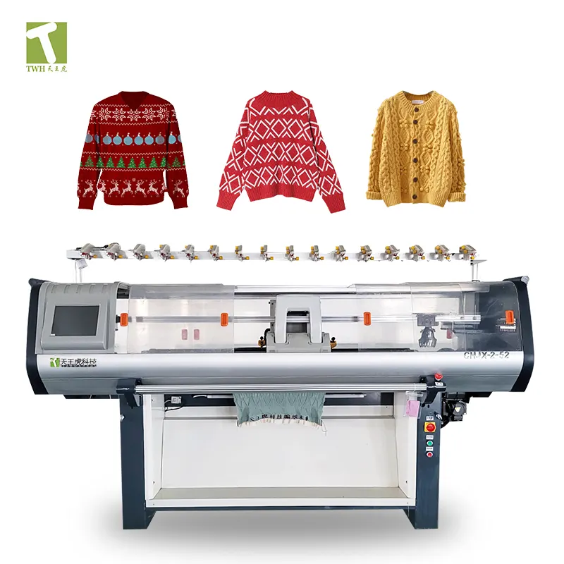 Máquina de tejer suéter plana de sistema doble simple automática computarizada de 52 pulgadas a precio de fábrica usada