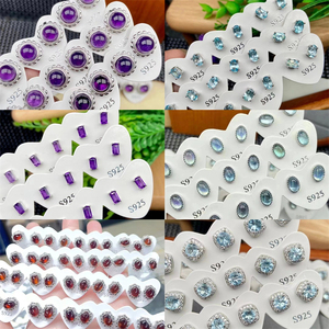 Bông tai đá quý Garnet & Peridot tự nhiên bán buôn, đá pha lê tự nhiên trị liệu, thiết kế tròn khắc, quà tặng cưới - Product Image 2