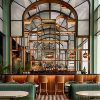 Meubles de restaurant de luxe 5 étoiles, ensemble de tables de restaurant modernes en bois massif, mobilier de café, banquettes pour projets hôteliers
