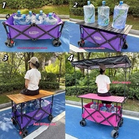 Chariot de camping pliable d'extérieur, le plus vendu aux États-Unis, table mobile grand format à hauteur réglable pour le camping et la vente ambulante (OEM)