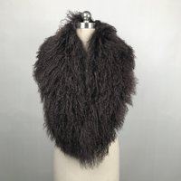 Col en fourrure d'agneau de Mongolie bouclé en peau de mouton pour l'hiver pour femmes