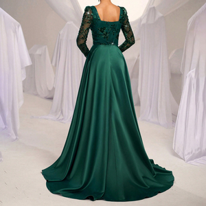 Vestido <span class=keywords><strong>de</strong></span> lentejuelas encantador, elegante y lujoso, vestido <span class=keywords><strong>de</strong></span> cola <span class=keywords><strong>de</strong></span> pez ajustado <span class=keywords><strong>de</strong></span> manga larga <span class=keywords><strong>de</strong></span> satén, vestido <span class=keywords><strong>de</strong></span> <span class=keywords><strong>noche</strong></span> formal <span class=keywords><strong>de</strong></span> sirena - Product Image 4