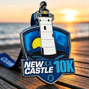 Medalla Personalizada de Aleación de Zinc Chapada en Oro - Diseño 3D de Faro, Medalla para Carrera de 10K, Chapada y Duradera - Product Image 1
