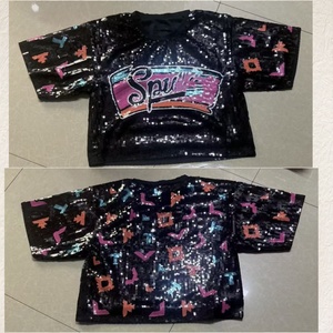 Luxury Sequined Bling San Antonio <strong>Sequin</strong> Blouses for Ladies Sports Day SPU-RSS Fans Fashion Short Sleeves <strong>Sequin</strong> <strong>Tops</strong> Blouse - Product Image 4