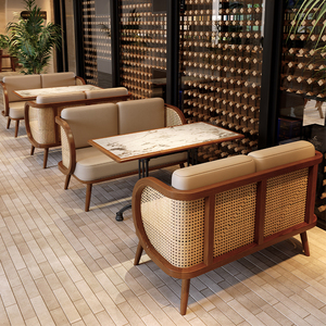 Sofá de Banco de comedor de restaurante comercial de madera moderno personalizado para uso en Cafetería y comida rápida - Product Image 3