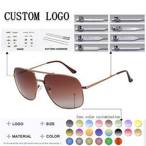 Lunettes de soleil polarisées carrées à double pont, monture métallique, protection UV400, en stock, logo personnalisé - Product Image 2
