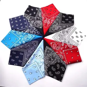 Wholesale Custom Made Head Paisley Cotton Bandanas Handkerchief Square Silk Screen Print Scarf