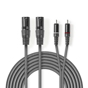 Câble audio XLR 2x mâle vers 3 broches XLR 2x mâle RCA 1,5 M gris - Product Image 1