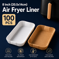 Feuilles de cuisson écologiques jetables double face pour friteuse à air, 100 pièces, 20,5x14cm, rectangulaires, options blanc et marron, en silicone antiadhésif pour pain