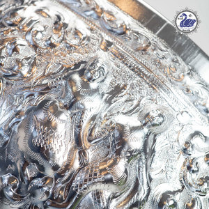 ร้านอาหารแบรนด์หงส์ให้บริการขนาด37ซม. ถาดชามอลูมิเนียมสีเงินแบบเจาะรูอุปกรณ์สำหรับบ้านดีไซน์แบบพม่า - Product Image 3