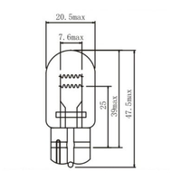Nouvelle ampoule automobile T20 7440 certifiée E-mark, double filament, 21W, 12V/24V, en verre de quartz, pour feux stop, clignotants et feux arrière