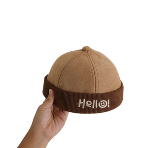 Gorro de pana Retro de alta calidad para <span class=keywords><strong>hombre</strong></span>, gorro de marinero de trabajador sin borde, puño enrollado, estampado de letras, <span class=keywords><strong>gorra</strong></span> deportiva ajustada - Product Image 3