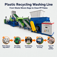 Ligne de lavage et de recyclage de films plastiques PE PP LDPE de 1000 kg/h, équipée d'un broyeur à un seul arbre, usine de lavage automatique de déchets de film