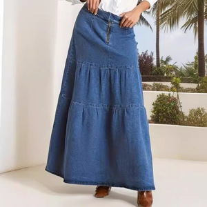 Gonne di <span class=keywords><strong>Jeans</strong></span> lunghe a vita alta Casual da <span class=keywords><strong>donna</strong></span> in Denim a vita alta Maxi abito lungo lungo gonna lunga in Denim a vita alta Maxi gonna - Product Image 2