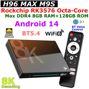 H96 MAX M9S Android 14 电视盒 RK3576 八核 DDR4 8GB 128GB 1000M LAN USB3.0 Wifi6 BT5.4 8K解码 AV1 机顶盒 4GB 32GB - Product Image 1