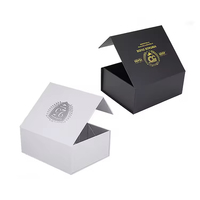 Boîte à bijoux rigide en carton ondulé avec fermeture magnétique noire écologique haut de gamme, papier cartonné mat personnalisé avec logo, impression UV sur éponge