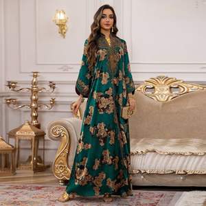 Abaya Musulmana para <span class=keywords><strong>Mujer</strong></span>, Vestido Largo Bordado con Estampado Floral, Ropa Islámica, Caftán Árabe, Túnica <span class=keywords><strong>de</strong></span> Moda, Vestido para <span class=keywords><strong>Mujer</strong></span> <span class=keywords><strong>de</strong></span> Talla Grande - Product Image 2