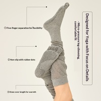 Chaussettes yoga femme cinq doigts au-dessus du genou, silicone antidérapant longues sportives jusqu'à la cuisse