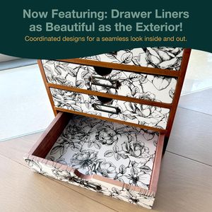 Organizador de Escritorio con 4 Cajones Florales en Blanco y Negro, Estante de Almacenamiento de Madera, Cajón <span class=keywords><strong>para</strong></span> Mesa, Caja Organizadora de Madera <span class=keywords><strong>para</strong></span> Escritorio - Product Image 4