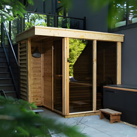 Sauna de Vapor Moderna Eléctrica para 4-5 Personas, de Madera Sólida para Exteriores, con Calefacción Infrarroja, Tamaño Grande para Gimnasio y Relajación