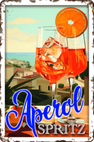 Plaque en métal rétro Aperol Spritz, plaque murale avec recette de cocktail, décoration de bar et de maison, cadeau pour les amateurs de cocktails