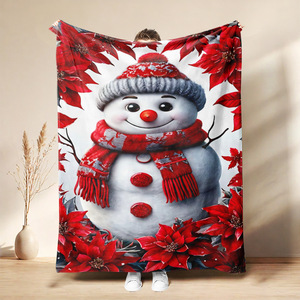 Manta de Franela con Diseño Floral de Muñeco de Nieve, Manta para Siesta, Mantas para Decoración del Hogar, Mantas Cálidas y Acogedoras al por Mayor - Product Image 6