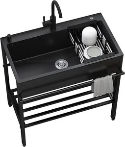 Fregadero de cocina de un solo cuenco de acero inoxidable independiente para uso comercial en restaurantes, fregadero de utilidad para lavado al aire libre - Product Image 1