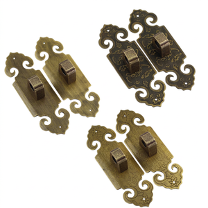Chinese Style Durable Copper Cabinet Door Handles 10CM 9CM Antique Rectangle with Lock Lugs for Furniture - Product Image 1