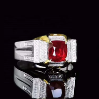 Bague en or 18 carats avec rubis rouge naturel non chauffé du Mozambique de 1,54 ct et diamants véritables d'Afrique du Sud, bijoux fins pour hommes