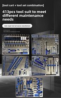 Coffret d'outils complet de réparation automobile en acier allié OEM de 413 pièces, jeu de clés à douilles combinées avec chariot à outils
