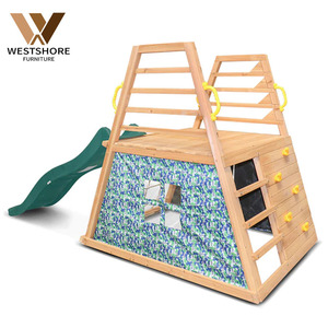 Satu Set perosotan panjat kayu kecil, furnitur furnitur rumah bermain anak luar ruangan rumah kayu multifungsi untuk anak-anak - Product Image 6