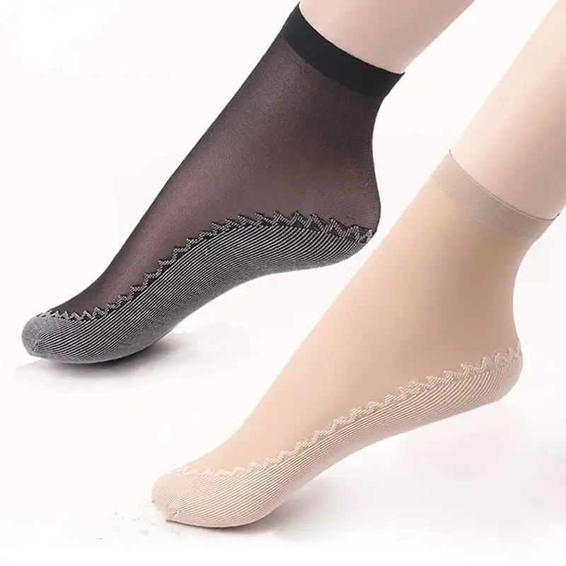 ถุงเท้าผ้าไหมโปร่งสำหรับผู้หญิง,ถุงเท้าโปร่งแสงแฟชั่นฤดูร้อนผ้าฝ้ายกันลื่นพื้นบางแฟนซี