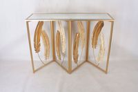 Table de Console moderne en métal doré, en verre trempé, miroir, entrée, entrée, couloir, Table de Console