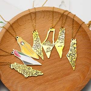 Collar de Moda con Colgante de Acero Inoxidable con Mapa de Palestina, Jordania, Islámico, Musulmán, Árabe, Corán, PVD, Joyería Nueva al por Mayor para Mujer - Product Image 4