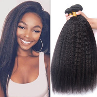 Extensions de cheveux lisses crépus OEM avec dentelle frontale, style africain, petites boucles tendance, en vrac, peuvent être permanentées, en stock directement de l'usine