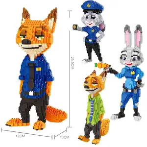 Cartoon Collection Nick Fox Judy Rabbit Stacking Bricks Figures DIY Assembled Micro Toys Mini Building Block Toys For Kids