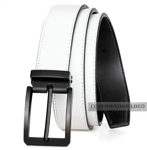 2 IN 1 Factory Price Reversible Pin Alloy Buckle Premium Split Cowhide Genuine Leather Men Leather Belt For Golf Date Travel