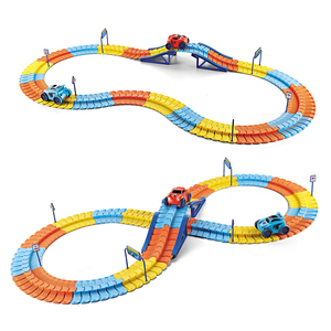 <span class=keywords><strong>Jouet</strong></span> de construction pliable STEM DIY, piste de course flexible à gravité zéro avec voiture LED pour enfants - Product Image 1