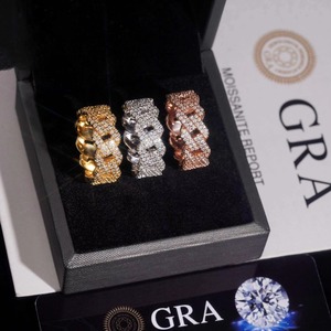 <span class=keywords><strong>Anillo</strong></span> Cubano de Plata 925 Chapado en Platino y Oro Rosa para <span class=keywords><strong>Hombre</strong></span>, Estilo Hip Hop, con Incrustaciones de Moissanita VVS, Certificado por GRA, Joyería de Moissanita - Product Image 3