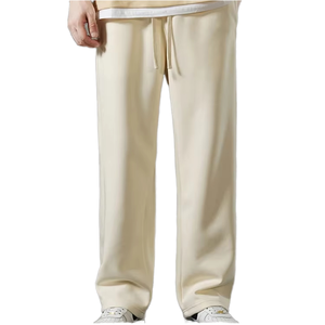 Men's Casual Wide Leg Pants Drawstring <b>Elastic</b> <b>Waist</b> Soft Loose Fit Long <b>Trousers</b> - Product Image 1