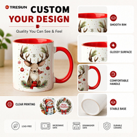 Tasse à café en céramique personnalisable avec logo, impression couleur de haute qualité, personnalisable, 11/15 oz, sublimation, Noël