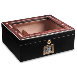 Caja de cigarros de madera L Cedar con humidificador higrómetro, cajas de cigarros personalizadas con embalaje de logotipo, cajas de cigarros para tiendas