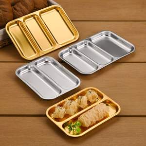Plateau de service en acier inoxydable avec compartiments pour snacks, sushi et barbecue, pour usage domestique et professionnel, plaque de cuisson en métal - Product Image 1