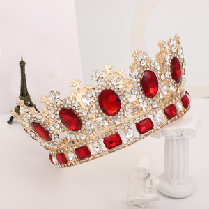 Europe Amérique Couronne de diamants ronds Coiffes Couronnes rétro Accessoires de <span class=keywords><strong>cheveux</strong></span> de mariage Diadèmes de princesse en strass <span class=keywords><strong>pour</strong></span> filles - Product Image 1