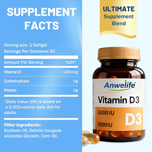 OEM Capsule de vitamine D3 végétalienne 100% complément de <span class=keywords><strong>calcium</strong></span> pour la santé des os, soutien de l'immunité, vitamine D3 en gélule molle - Product Image 2